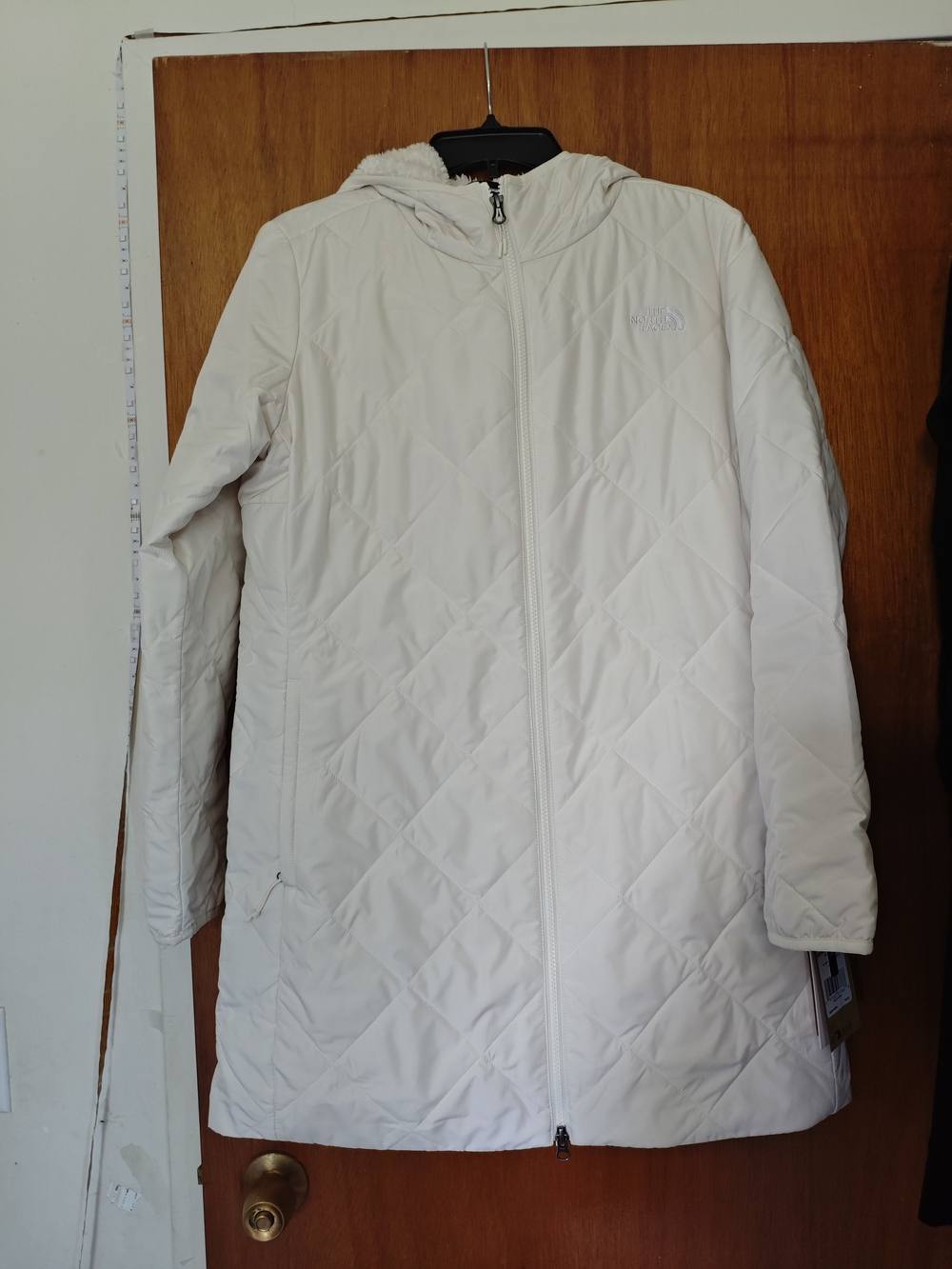 The North Face Women's Cream Quilted Hooded Puffer Coat